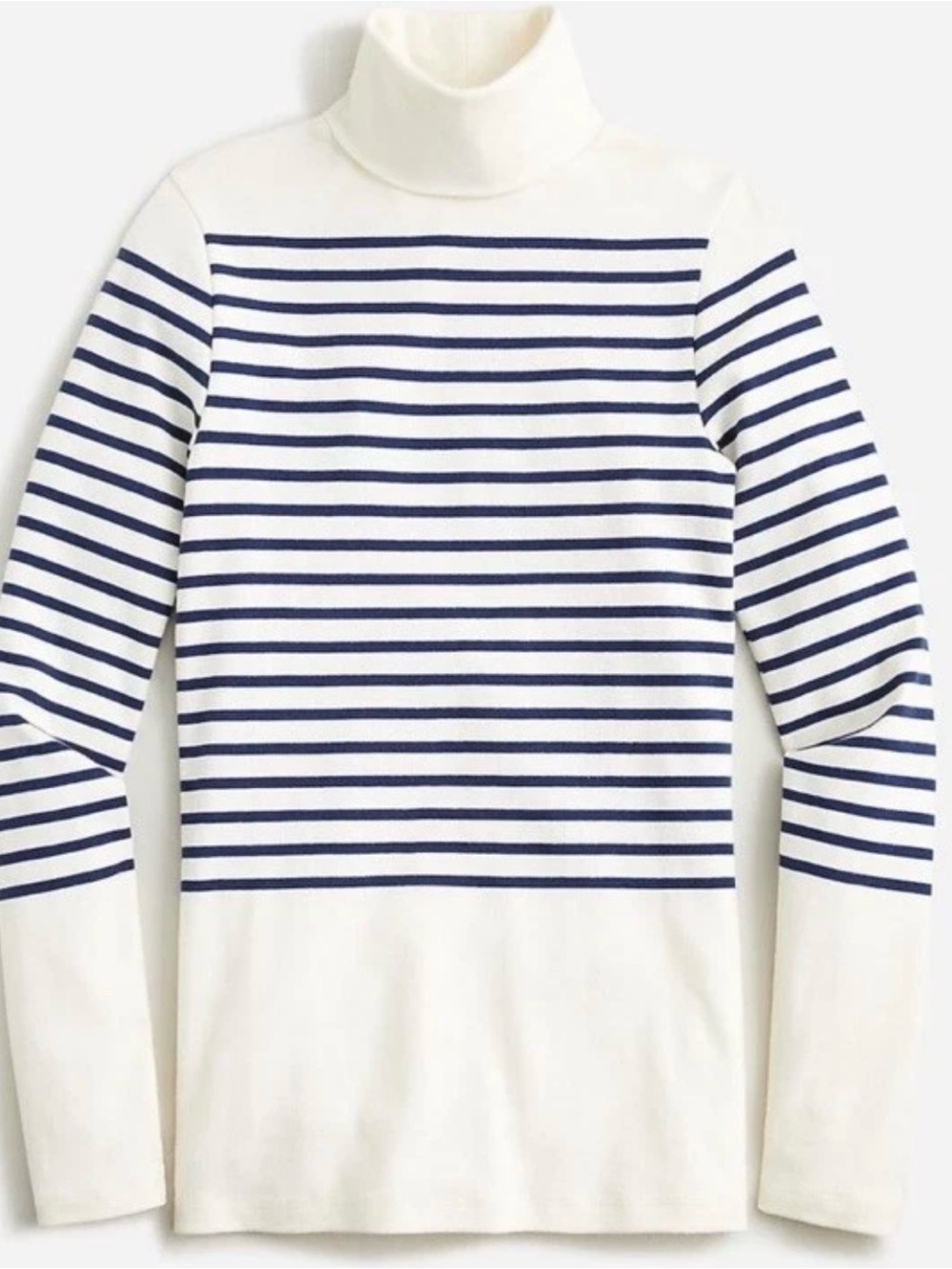 J Crew NWT Woman's Size S  Perfect Fit Turtleneck Top blue cream striped